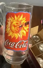 Vintage 1995 Coca Cola Coke Drinking Glasses Sunshine Sun Set of 8 New Open Box