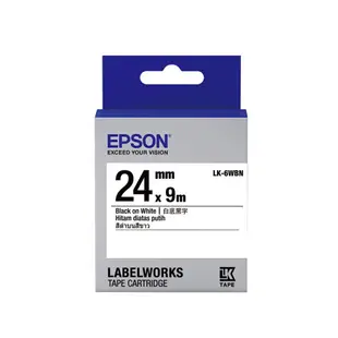 EPSON 一般系列 LK-6WBN 白底黑字 24mm 標籤帶 S656401 適用 LW-600P/LW-K600/LW-700/LW-Z900/LW-900P/LW-1000P/