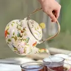 Chinese Style Enamel Teapot Floral Enameled Tea Jug New Water Kettle