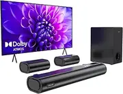 [Hiwill] 5.1CH Dolby Atmos Soundbar for Smart TV, Small Room Sound Bar with 2 Wired Rear Speakers Surround Sound System, 5.25'' Wired Subwoofer Home Theater TV Speaker, HDMI eARC/ARC/OPT/Bluetooth, 2025