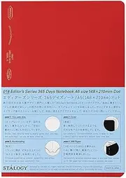 Stalogy Dot Grid Notebooks: 5.8 in. x 8.3 in. (Red) / A5 365 Days Notebook Pale dot Grid Pages