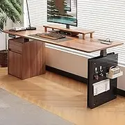 Sit Stand Desk, Adjustable Standing Desk with Storage Cabinets and Drawers,Electric Sit Stand Desk with Perforated Board Storage and Memory Height Settings, for Home Working Easy to Install(Black,55.1