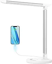 soysout LED Desk Lamp, Eye-Caring Table Lamp with USB Charging Port, 35 Lighting Modes, Touch/Memory Function, Dimmable Reading Lamp Task Lamp Desk Lamps for Home Office(White)
