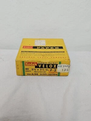Kodak box Velox F-2 photo paper 2 1/2 x 3 1/2 expired 1971 Sealed!!!