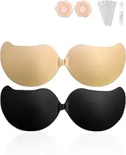 [GOZINA] Sticky Bra for Women, Stick on Bra Push Up, Invisible Sticky Bras Breathable Backless Push Up Bra, Reusable Adhesive Strapless Bra