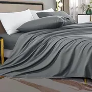 Shilucheng King Size Bed Sheets Set Microfiber 1800 Thread Count Percale Super Soft and Comforterble 16 Inch Deep Pockets Wrinkle Fade and Hypoallergenic - 4 Piece (King, Dark Grey)