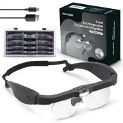 Magnifying Glasses with Light, Rechargeable Head Magnifier Glasses with 3 LED...