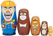 Stacking Toy Bear Haunt Stacking Dolls Wooden Cute Russian Nesting Doll 5 Piece Set Russian Toys Birthday Gift Home