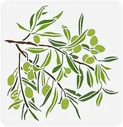 FINGERINSPIRE Olive Tree Branch Stencil for Painting 11.8x11.8 inch Reusable Olive Tree Pattern Drawing Template Plastic PET Tree Branches Painting Stencil Plant Theme Template for Home Decoration