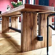 [GRIPITHPY] Industrial Solid Wood Dining Table,Rectangular Kitchen Table with Strong Metal Frame,Rustic Dining Room Table for 6 to 8,Pine Tabletop Farmhouse Dinner Table for Dining Room Bar