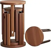 CHSSIH Stackable Stools Set of 4 - Walnut Stacking Stools/Side Table, Nesting Hidden Design, No Assembly Required for Dining & Living Room, Small Spaces, 18" H