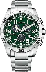 [CITIZEN] Men's Eco-Drive Sport Casual Brycen Chronograph Watch, Super Titanium™, Perpetual Calendar, Tachymeter 12/24 Hour Time, Alarm, Date