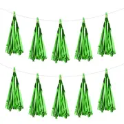 30Pcs Bright Green Tassel Garland Banner with Rope