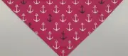 Nautical, Dog Bandana, Tie on, Pink, White, Black, Anchors, S, M, L