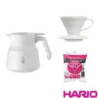 在飛比找Yahoo奇摩購物中心優惠-【HARIO】V60不鏽鋼保溫咖啡壺白色PLUS+V60磁石