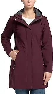[33,000ft] Women's Softshell Long Jacket with Hood Fleece Lined Windproof Warm up Waterproof Windbreaker for Spring Fall Winter