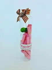 Wishing Glass Bottle Vial With Cork Stopper, Flower, Bow and Message Notes 12cm