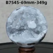 B7545-69mm-349g Natural agate spherulite geode ball quartz crystal Reiki healing