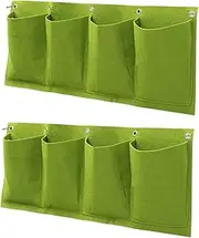 Dualoai 2X Hanging Planting Grow Bags Flower Containers Horizontal Garden Planters for Vegetable, Green