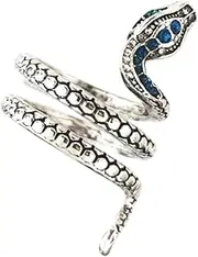 [Generic] Adjustable Snake Rings - Fashion Dainty Rings - Snake Knuckle Ring Men Animal Adjustable Open Finger Ring with Rhinestones for Parties Bar Decor
