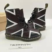 Womens US 5 | Mens 4 Dr Martens 8 Eye Pascal Great Britain Flag Boot Oxblood