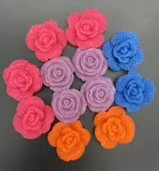 12 PCS Assorted Resin Rose Flowers Flatback Cabochon DIY Jewelry / Craft