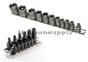 New 26 Pc 1/4" & 3/8" Drive Impact Tamper Proof Star Bit & Socket Torx Set