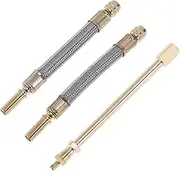 X AUTOHAUX 1Set 180 Dergee Copper Tire Valve Extension with Durable Stainless Steel 125mm Tyre Valve Stem Extender for Car Motorcycle RV Truck Bike