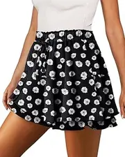 [onlypuff] Flowy Shorts for Women Chiffon Ruffle Skorts Mini Skirts for Teen Girls