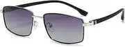 HMKING Retro Tr90 Metal Rectangle Frame Polarized Sunglasses for Mens Womens Retro Mirrored Lens Sun glasses for Driving Fishing, Gradient-gray