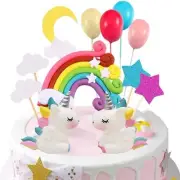 15 Pcs Unicorn Cake Toppers Cloud Rainbow Star Balloon Cupcake Topper Kit Cake