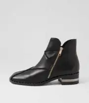 New Django & Juliette Foshan Black Leather Ankle Boots Womens Shoes Boots Ankle