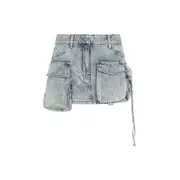 [The Attico] The Attico-Bleached Blue Fay Cotton Mini Skirt-Donna 27 WAIST