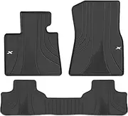 Car Floor Mats Custom Fit for BMW X6 (G06) 2020-2025 Black White Rubber Auto Liner Mats All Weather Protection Heavy Duty Odorless