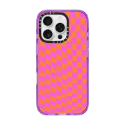 iPhone 16 Pro Impact Case Pink and Orange Checkered