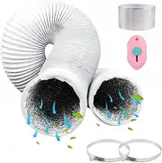 White Exhaust Hose Diameter 125 mm PVC Exhaust Pipe Aluminium Flex Pipe 2 m Aluminium Flex Hose Ventilation Hose with 2 Hose Clips Stainless Steel for Air Conditioning Pipe Fan Tumble Dryer