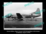 OLD LARGE HISTORIC PHOTO OF ANSETT AIRLINES SUPER CONVAIR c1970 BRISBANE AIRPORT
