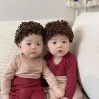 在飛比找蝦皮購物優惠-嬰兒假髮帽 嬰兒假髮 寶寶假髮 寶寶假髮帽鞦鼕韓國爆款嬰兒可