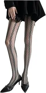 [AYTDNEHGK] Lace Floral Patterned Fishnet Tights for Women Hollowed Out Elegant Gray Mesh Pantyhose Stockings
