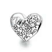 Silver plating Heart Shape Vine & Butterfly Charm for DIY Bracelet Jewelry