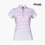 【PING】女款漸層字體立領短袖POLO衫-粉紅(吸濕排汗/抗UV/芳香抗菌/GOLF/高爾夫球衫/RA22118-16)