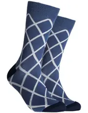 [Mitch Dowd] Diamond Lux Cotton Crew Socks in Denim