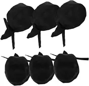 [Minkissy] Japanese Chef Hat Headwrap Unisex Cap for Men Women Kitchen Cooking Caps Quick-Dry Bakers Hat Stylish Ribbon Feature Set Black