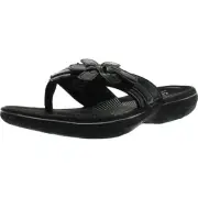 Cloudsteppers by Clarks Womens BrinKley Flora H Black Thong Sandals BHFO 9374