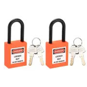 Lockout Tagout Locks,1-1/2 Inch Shackle Key Different Safety Padlock Orange 2pcs