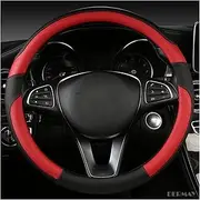 JSDNI Car Steering Wheel Cover Fashion PU Leather for 37-38cm Steering Wheel Auto Interior Accessories Car Steering Wheel Cover (Color : Red)