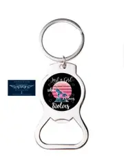 JUST A GIRL WHO LOVES WOLVES WOLF ART OPENER KEYCHAIN KEY RING UNIQUE GIFT