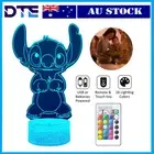 3D Night Light S titch 7 Colour Change LED Desk Touch Lamp Bedroom Home Decor AU