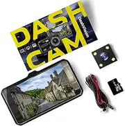 Dash Cam Front and Rear 1080p Full HD Dual Dashboard Camera – Dashcam with 170° Wide Angle, 4.0” Touch Screen Night Vision Dash Cam, G Sensor, Motion Detection, 64GB SD, Car Accessories