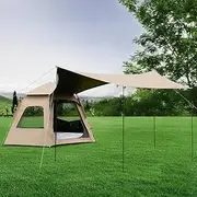 [MOUNTVIEW] Instant Camping Tent with/Without Detachable Automatic Large Canopy Tarp, Pop-Up Outdoor 4-8 Person Family Tents Awning Poles Carry Bag Beige 2 6 People,Hiking Shade Shelter